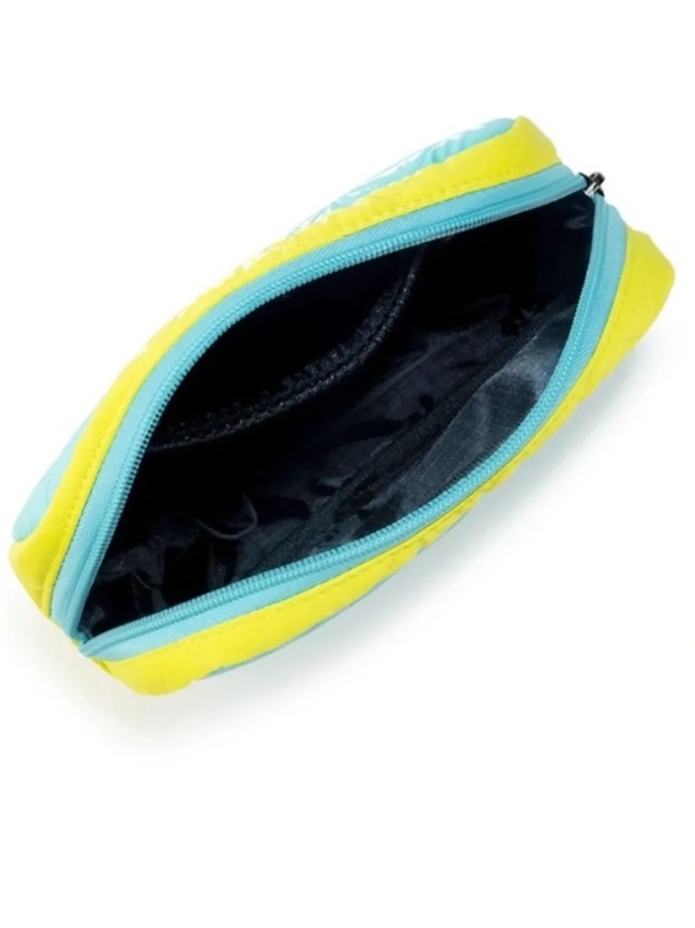 Haute Shore Charli Cosmetic Pouch NWT Blue Yellow Quilted Puffer Makeup Bag